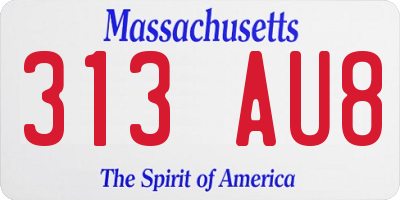 MA license plate 313AU8
