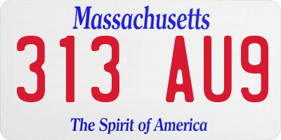 MA license plate 313AU9