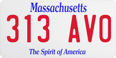 MA license plate 313AV0