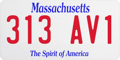 MA license plate 313AV1