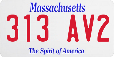 MA license plate 313AV2