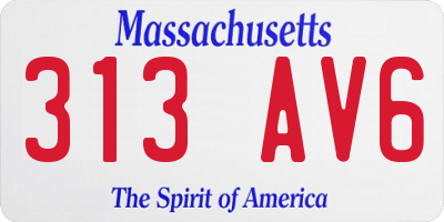MA license plate 313AV6