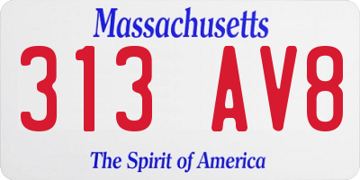 MA license plate 313AV8