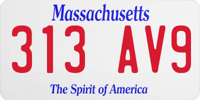 MA license plate 313AV9