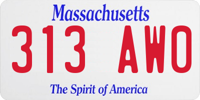MA license plate 313AW0