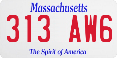 MA license plate 313AW6