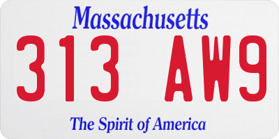 MA license plate 313AW9