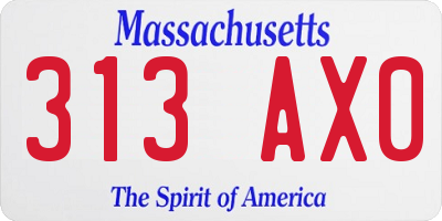 MA license plate 313AX0