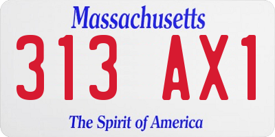 MA license plate 313AX1