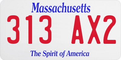 MA license plate 313AX2