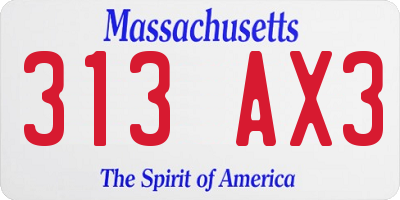 MA license plate 313AX3
