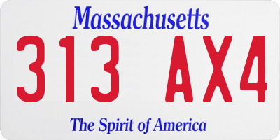 MA license plate 313AX4