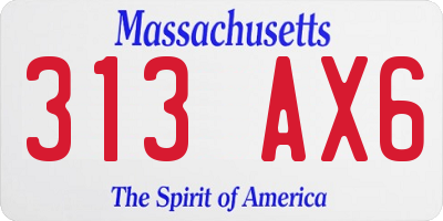 MA license plate 313AX6