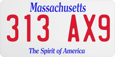 MA license plate 313AX9