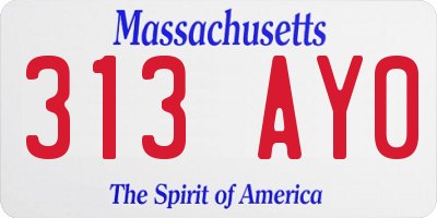 MA license plate 313AY0
