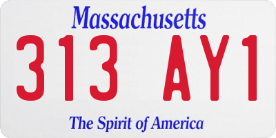 MA license plate 313AY1