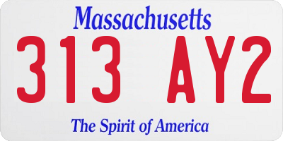 MA license plate 313AY2