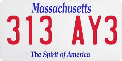 MA license plate 313AY3