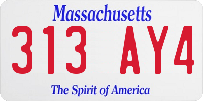MA license plate 313AY4