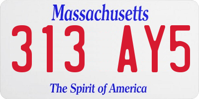 MA license plate 313AY5