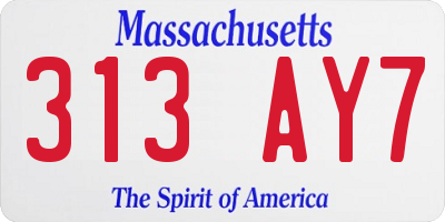 MA license plate 313AY7