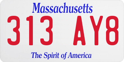 MA license plate 313AY8