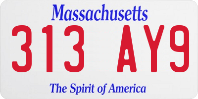 MA license plate 313AY9