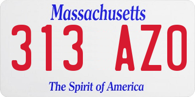 MA license plate 313AZ0