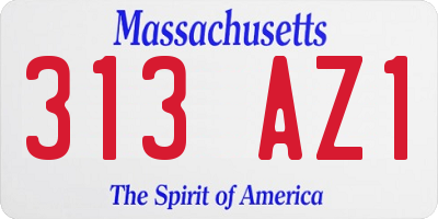 MA license plate 313AZ1