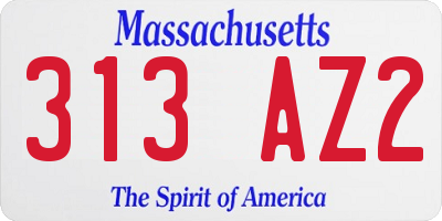 MA license plate 313AZ2
