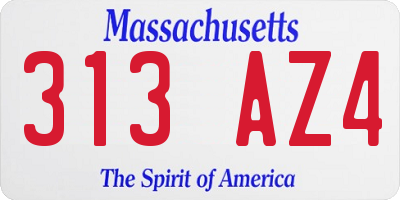 MA license plate 313AZ4