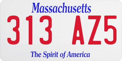 MA license plate 313AZ5