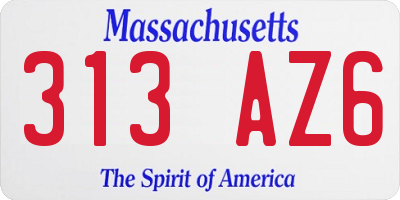 MA license plate 313AZ6