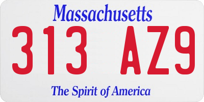 MA license plate 313AZ9