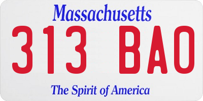 MA license plate 313BA0