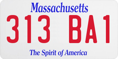MA license plate 313BA1
