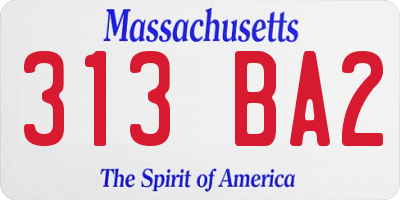 MA license plate 313BA2
