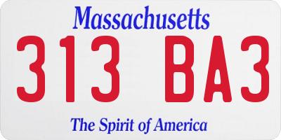 MA license plate 313BA3