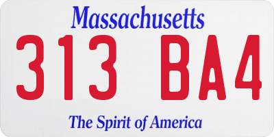 MA license plate 313BA4