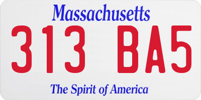 MA license plate 313BA5