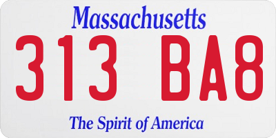 MA license plate 313BA8