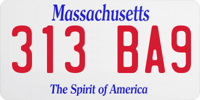 MA license plate 313BA9