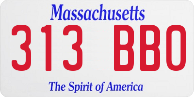 MA license plate 313BB0