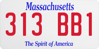 MA license plate 313BB1