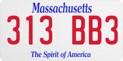 MA license plate 313BB3