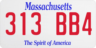 MA license plate 313BB4