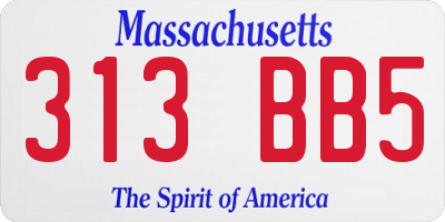 MA license plate 313BB5