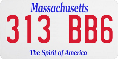 MA license plate 313BB6