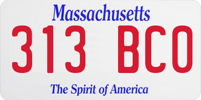 MA license plate 313BC0