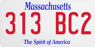 MA license plate 313BC2